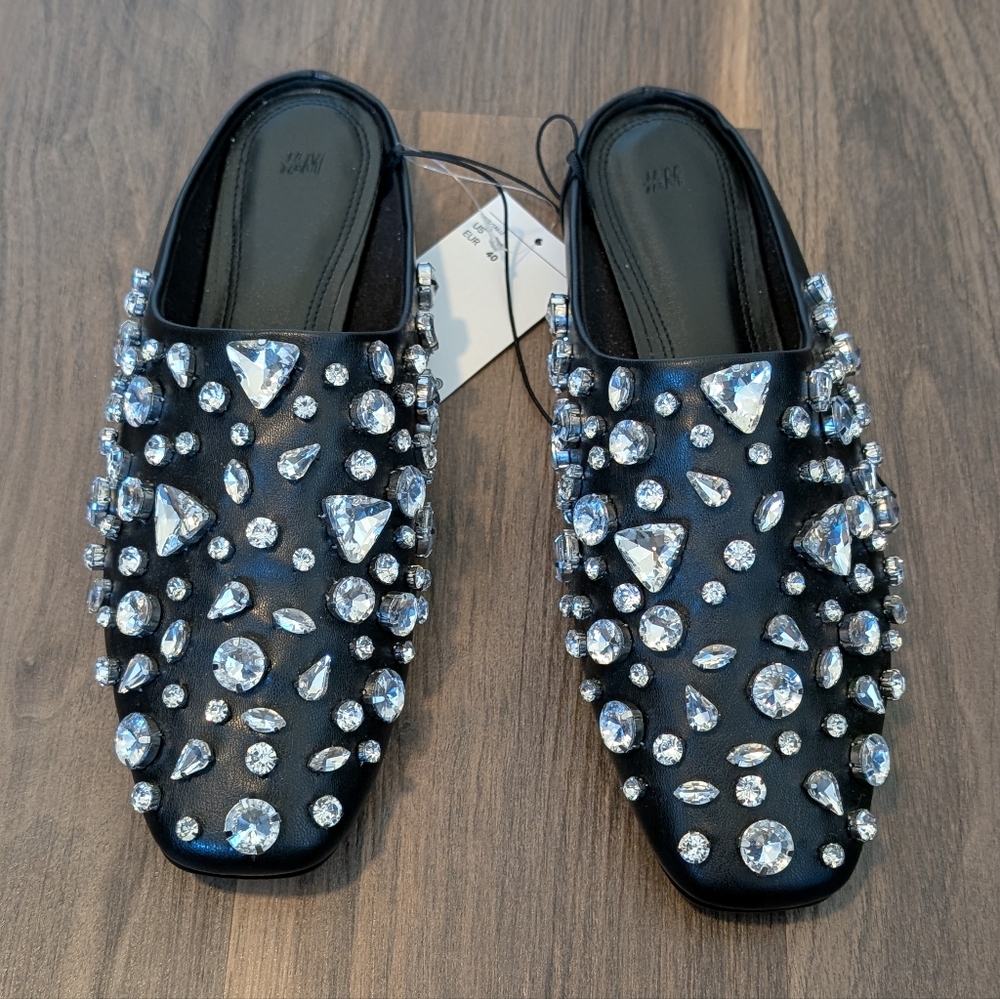 NWT H&M Embellished Mules